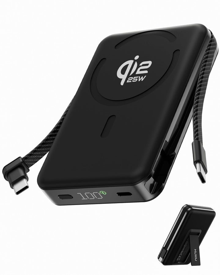 KU XIU Qi2.2 25W Powerbank für MagSafe, Festkörper Power Bank 10000mAh