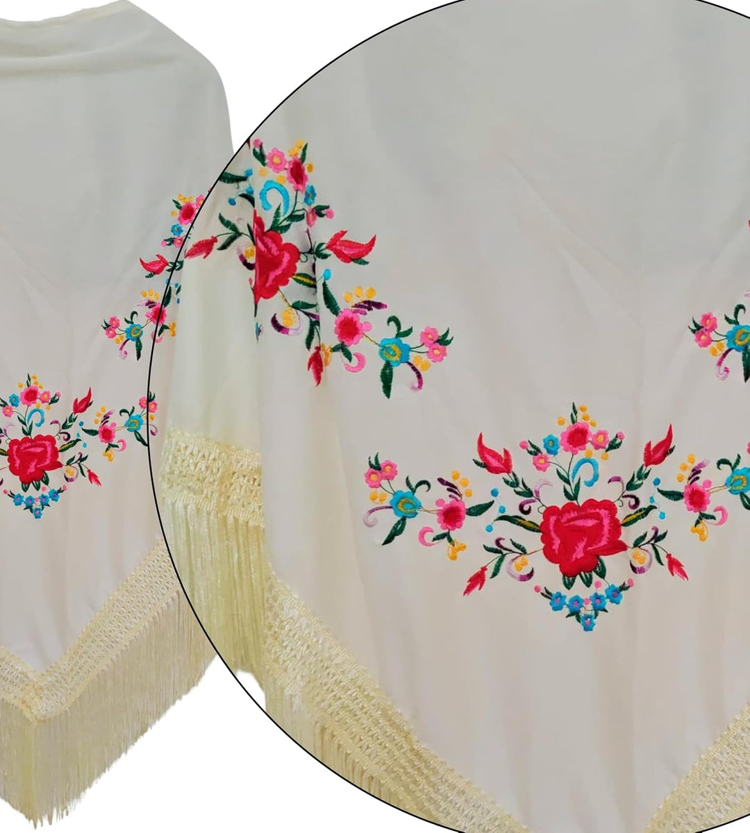 Flamingo-Set mit besticktem Schal, Kamm, Blume mit Klammer und Armband – Zubehör für Messen und Sevi