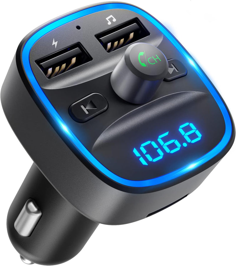 LENCENT FM Transmitter Bluetooth Auto Adapter, Bluetooth Transmitter, KFZ Radio Adapter mit Dual USB