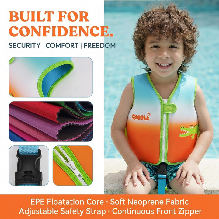 OSHYLE Kinder Schwimmweste - Jungen Mädchen Neopren Schwimmen Jacke Kleinkind Schwimmen Floating Neo