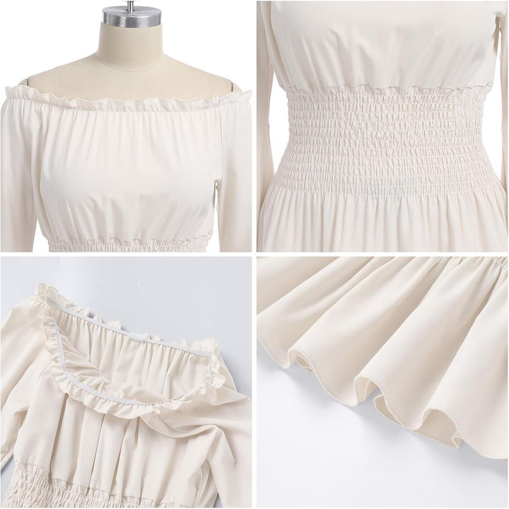 Odizli Mittelalter Kleidung Damen Gothic Steampunk Langarm Off Shoulder Corsett Top + Gürtel Viktori