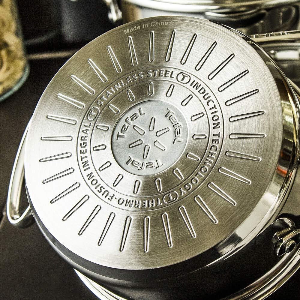 TEFAL DUETTO TOPFSET Kochtopfset Töpfe Induktion Edelstahl mit Glasdeckel 10 tlg