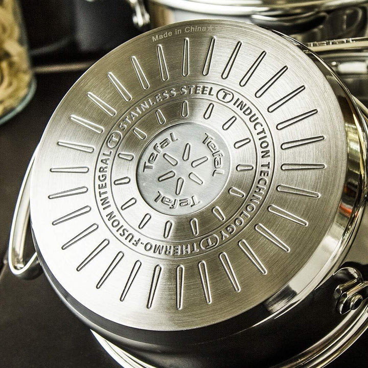 TEFAL DUETTO TOPFSET Kochtopfset Töpfe Induktion Edelstahl mit Glasdeckel 10 tlg
