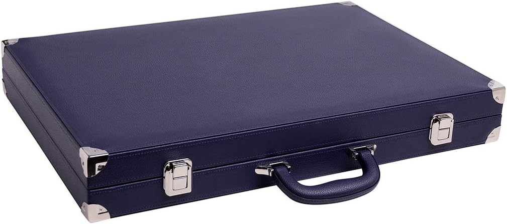 Wycliffe Brothers 53,3 cm Turnier Backgammon-Set - blauer Koffer mit Vanillefeld - Masters Edition
