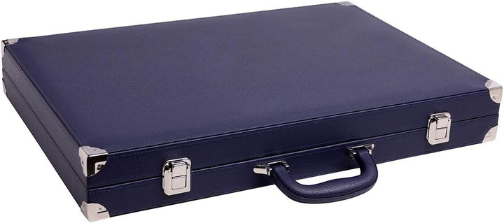 Wycliffe Brothers 53,3 cm Turnier Backgammon-Set - blauer Koffer mit Vanillefeld - Masters Edition