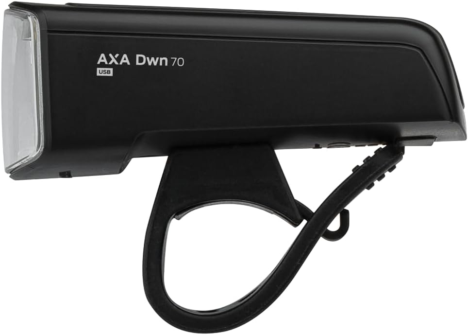 AXA Fahrradlicht Set Dwn 70 Lux – USB Aufladbar – 20 Stunden Leuchtdauer – Batterieanzeige – StVZO Z
