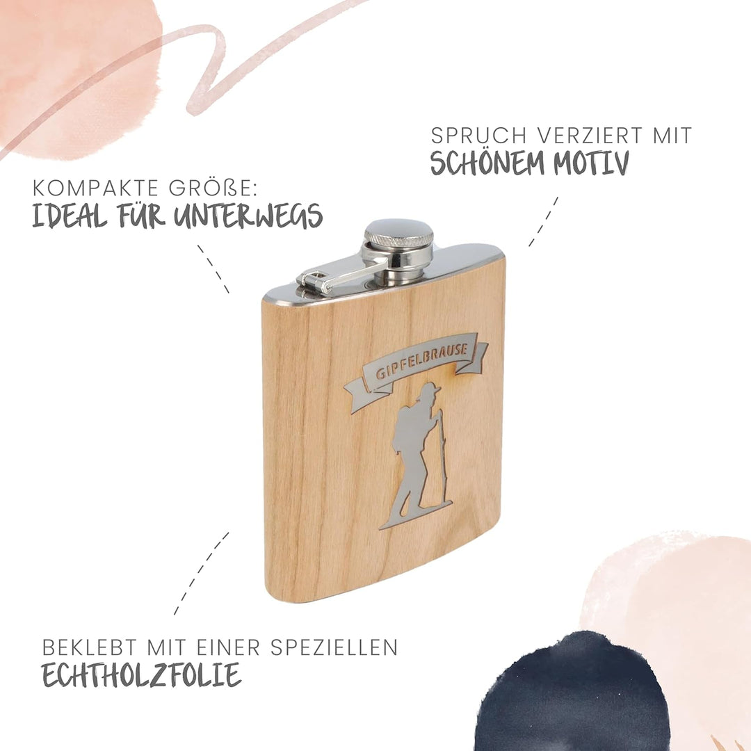 Spruchreif | Flachmann aus Edelstahl mit Gravur | Geschenkidee Wanderer | Outdoor Gipfel Brause, Gip