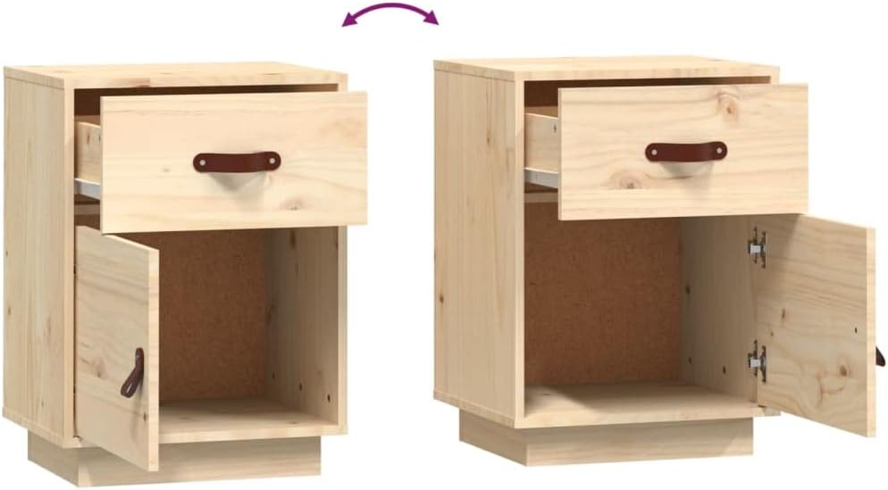 FIRBNUS Bedside Table Nachtkonsole Beistelltisch mit Stauraum Night Stand Nachttisch 40x34x55 cm Mas