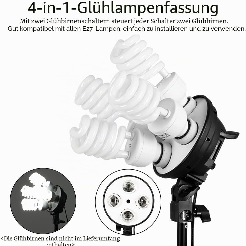Softbox Set Fotostudio, Andoer Softbox Beleuchtungsset, 2 x 50 x 70cm Softbox mit 2 x 4in1 Lampenfas