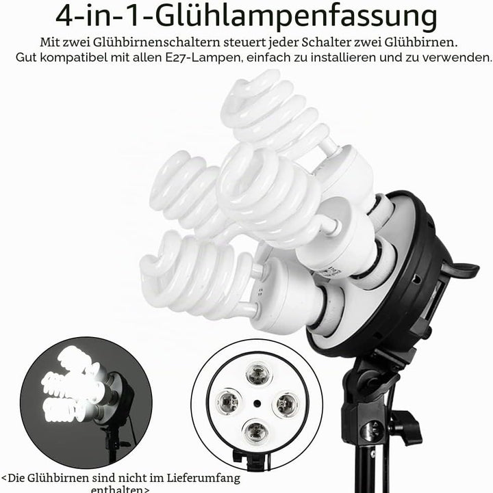 Softbox Set Fotostudio, Andoer Softbox Beleuchtungsset, 2 x 50 x 70cm Softbox mit 2 x 4in1 Lampenfas
