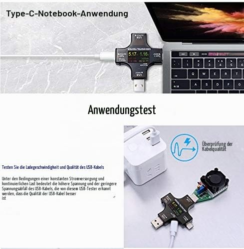 USB C Tester, 2 in 1 Typ C USB Tester Farbbildschirm IPS Digitalmultimeter,Spannung,Strom,Leistung,W