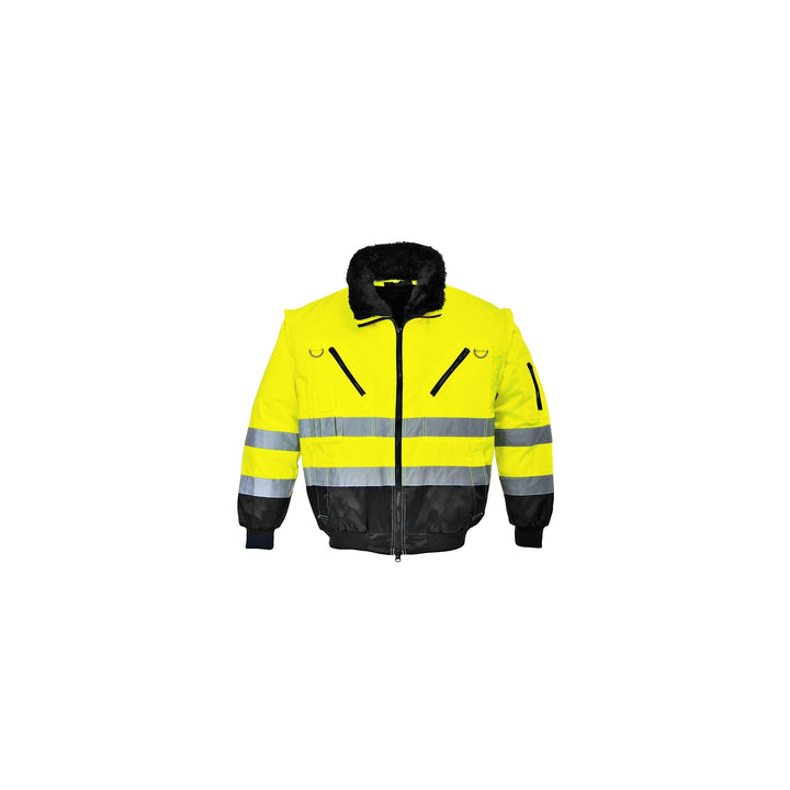 Portwest Hi-Vis Warnschutz 3-in-1 Pilotjacke, Grösse: XXXL, Farbe: Gelb/Schwarz, PJ50YBRXXXL 3XL gel
