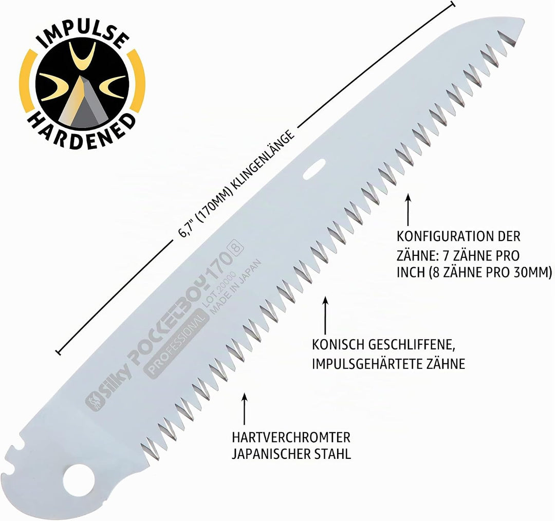 Silky Ersatzblatt für Astsäge/Laubsäge Pocketboy 170, grosse Zähne, 347–17 170mm rot/grob Ersatzblat