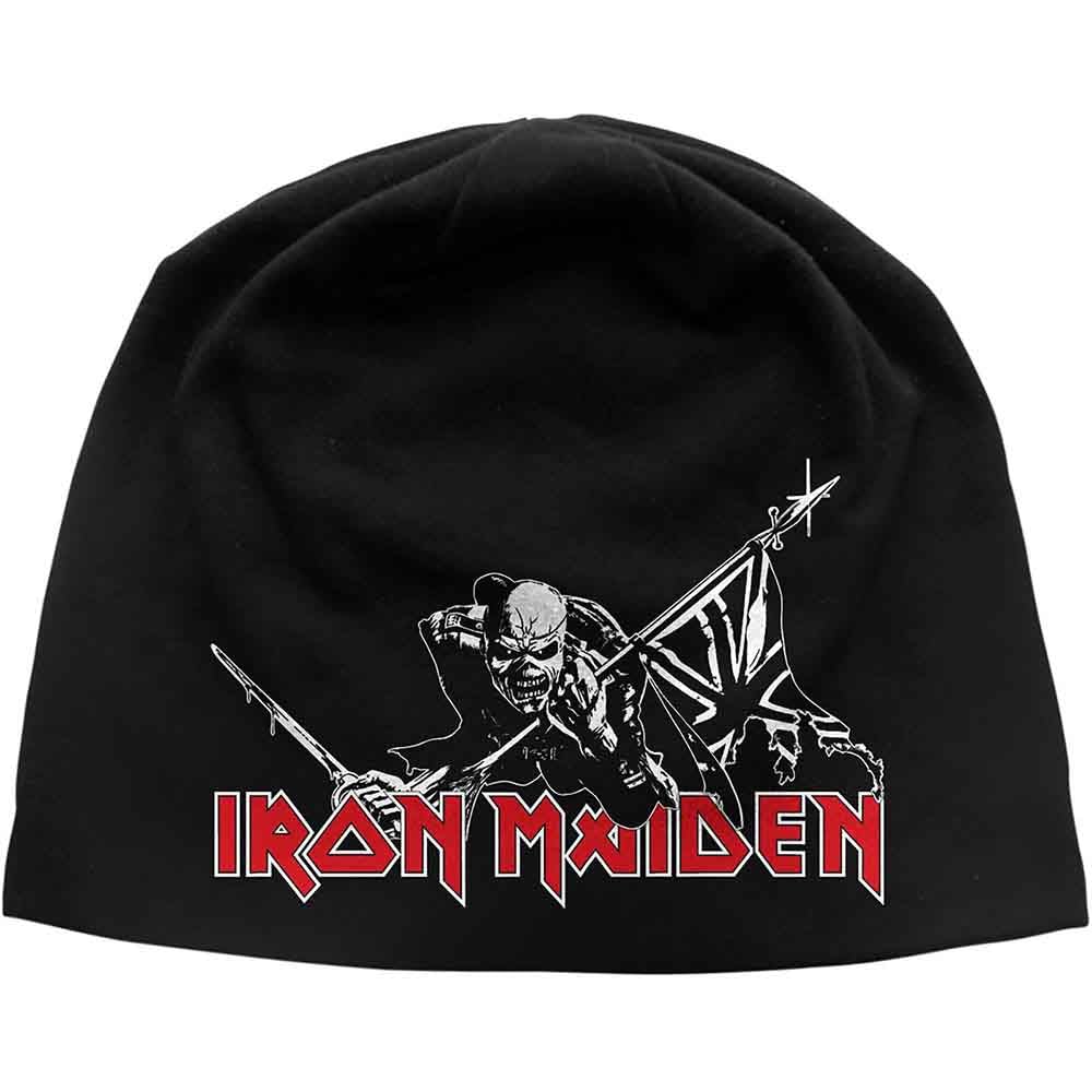 Iron Maiden Mütze Beanie Cap The Trooper Classic Logo offiziell Schwarz Jersey One Size