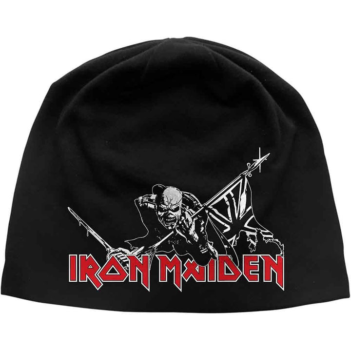 Iron Maiden Mütze Beanie Cap The Trooper Classic Logo offiziell Schwarz Jersey One Size