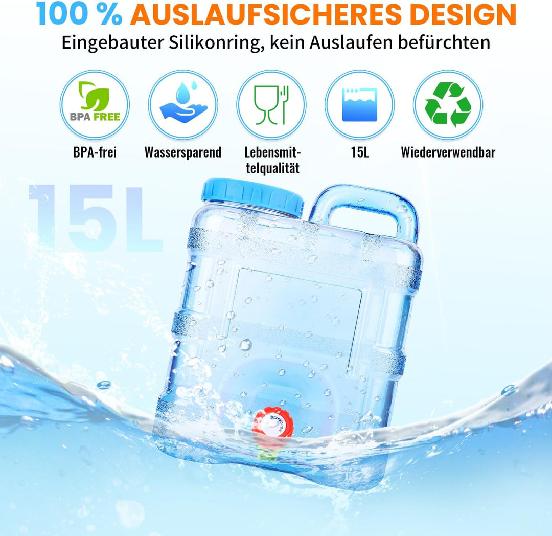 Umikk 5L~22L Camping Wasserkanister, Wasserbehälter mit Hahn, Tragbarer Trinkwasserkanister, Wassert