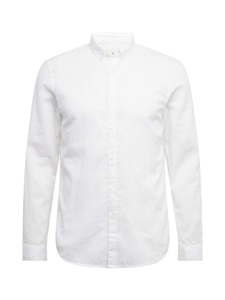 TOM TAILOR Denim Herren Hemd Longsleeve Cotton Linen Shirt weiss M