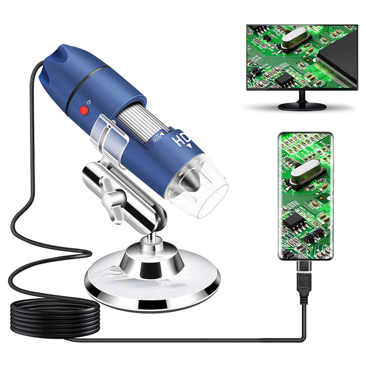Jiusion 2K HD 2560x1440P USB Digitalmikroskop für Android Handy und Tablet Windows Mac Linux, 40X bi