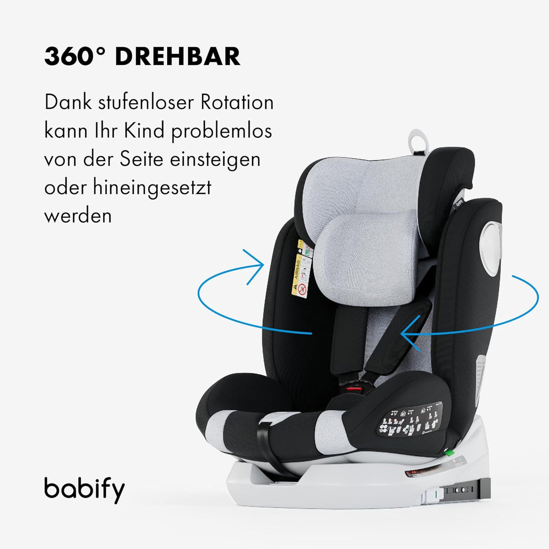 Babify Onboard Autositz für Babys und Kinder, 0 Monate - 12 Jahre, verstellbar 360, tragbarer und si