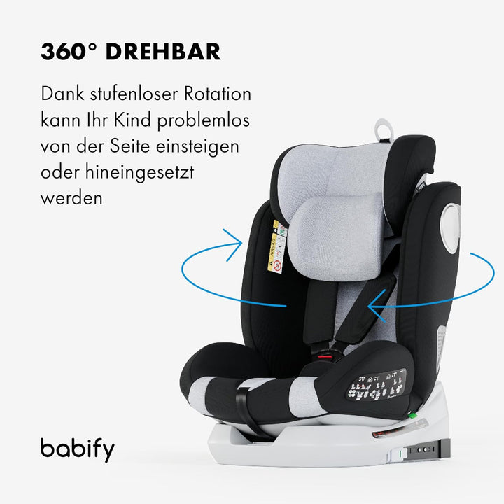 Babify Onboard Autositz für Babys und Kinder, 0 Monate - 12 Jahre, verstellbar 360, tragbarer und si