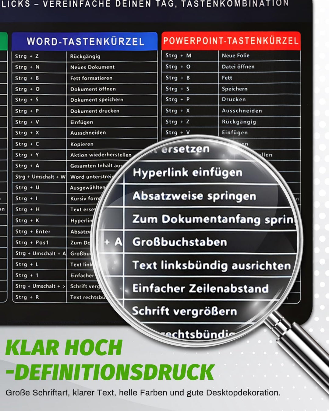 Excel Mauspad Deutsch Gross 800x300mm | Harte & Dicke Oberfläche, Starke Haftung | Glatte Gaming Mou