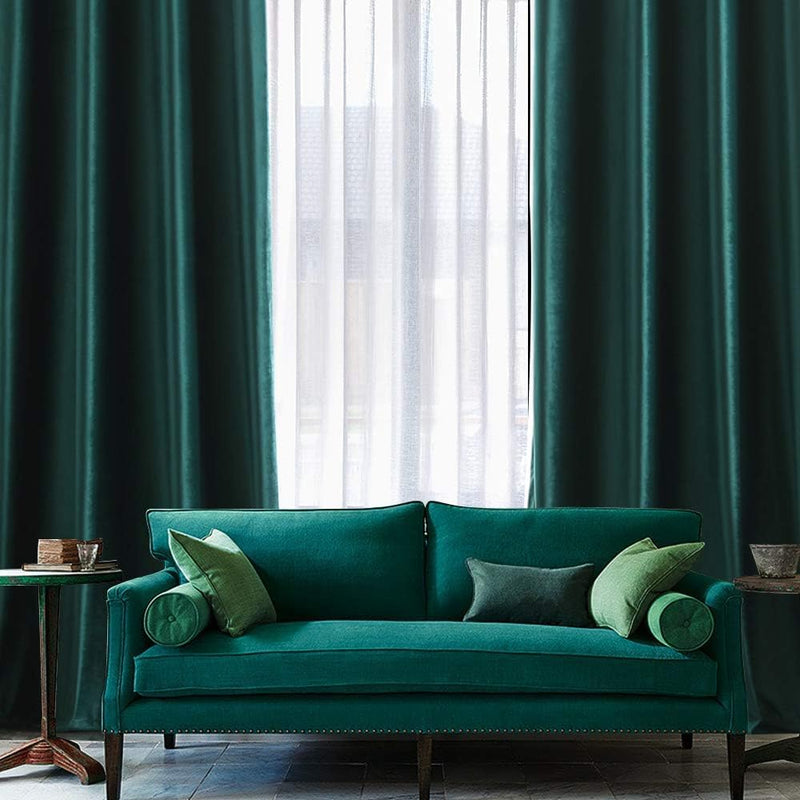 MIULEE Samt Vorhänge 2er Set, Luxuriöse Samtvorhang Grün für Deko Schlafzimmer Wohnzimmer, Samt Gard