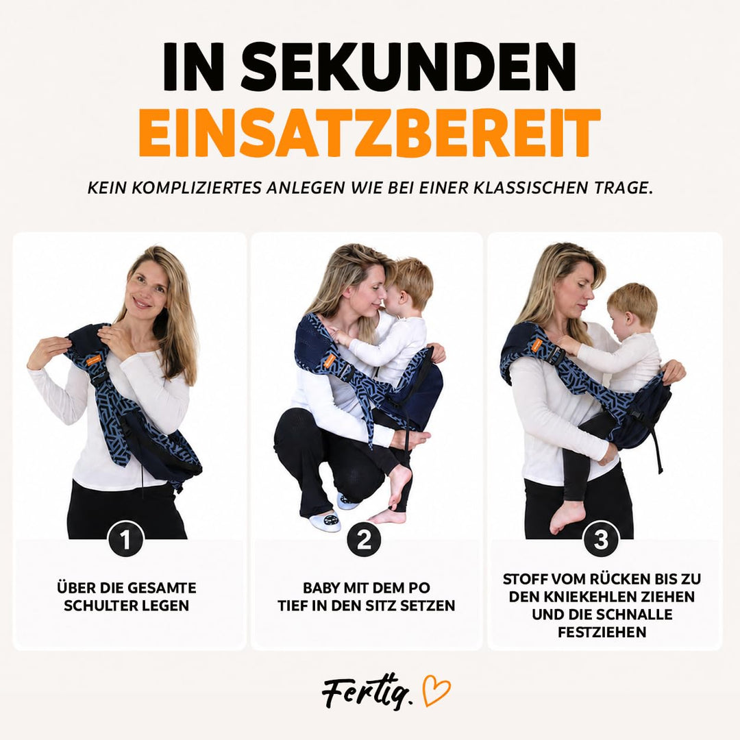 Hüfttrage Baby – Ergonomische seitliche Babytrage ab 6 Monate, praktische Tragehilfe für Kleinkind b