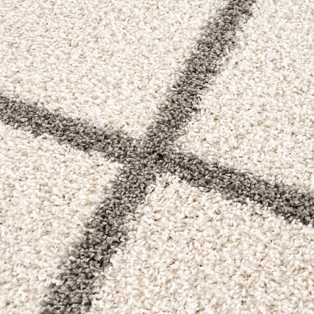 SANAT Madrid Shaggy Teppich Rund - Hochflor Teppiche für Wohnzimmer, Schlafzimmer, Küche - Creme, Gr