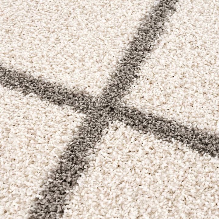 SANAT Madrid Shaggy Teppich Rund - Hochflor Teppiche für Wohnzimmer, Schlafzimmer, Küche - Creme, Gr