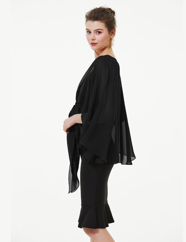 BEAUTELICATE Damen Chiffon Schal Stola Elegante Bolero Leichter Sommerjacke Braut Schal für Brautkle