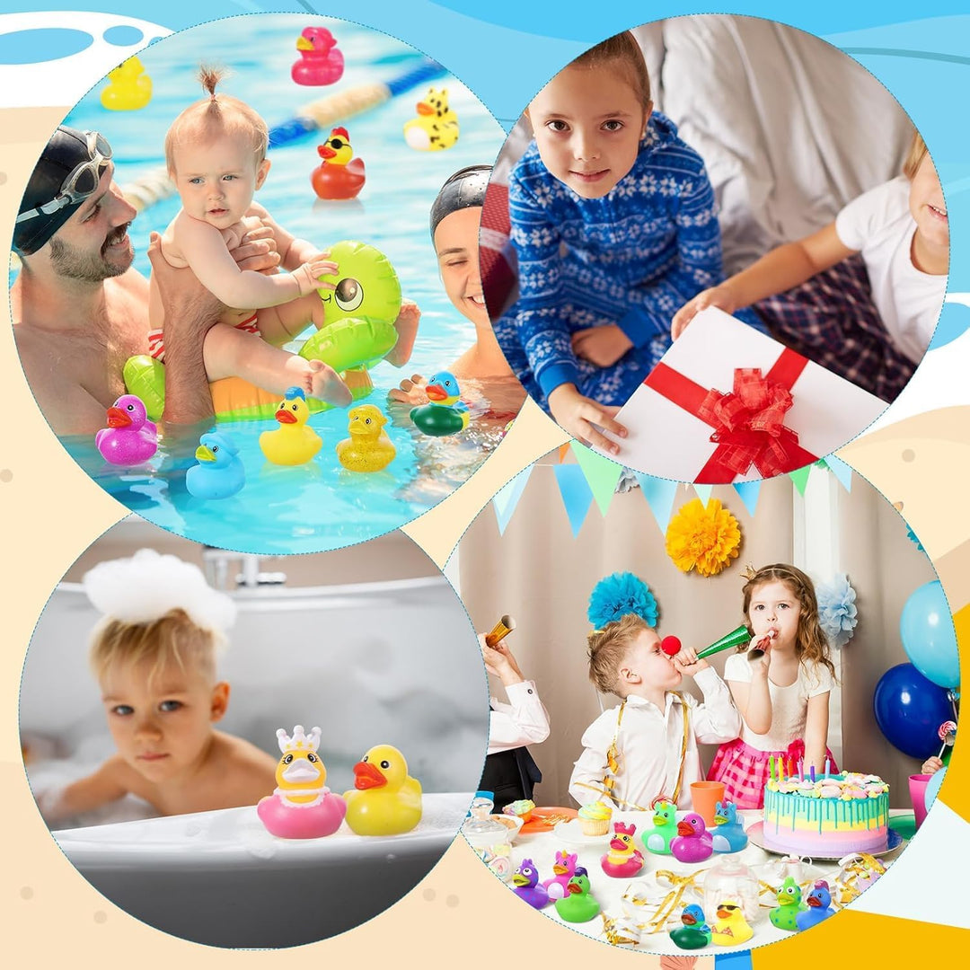 KAHEIGN 30Pcs Gummi Badeenten Bunt Gummiente, 5cm Badewannenspielzeug mit Netztasche, Niedlich Gummi