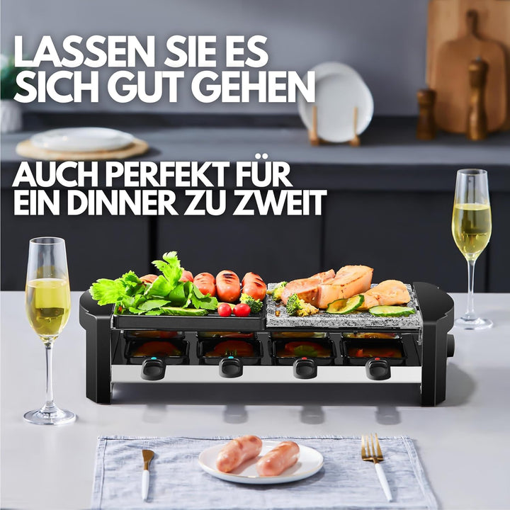 Raclette Grill | 8 Personen | Raclette Gerät | Raclettegrill | Party Grill | Elektro Grill | Tischgr