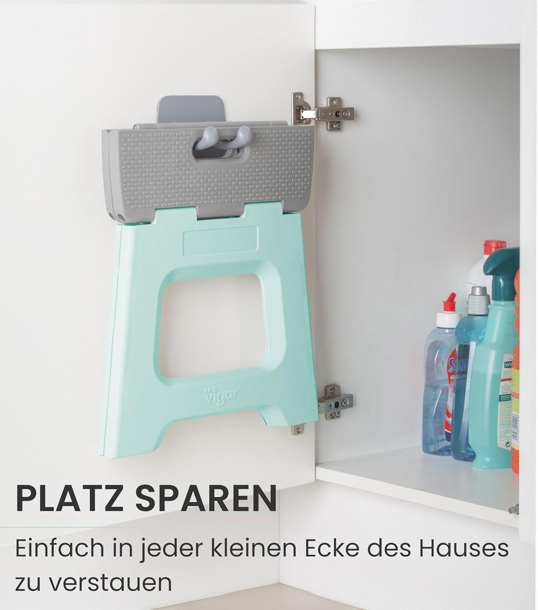 Vigar Kompakte Tritthocker Klappbar für Erwachsene, 27 cm, Klapphocker Faltbar 150 kg rutschfest, Le