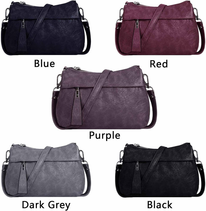 HUA ANGEL Mittelgross Handtasche Damen UmhäNgetasche Echt Leder Mit Mehreren Fächer Für Handy Und Po