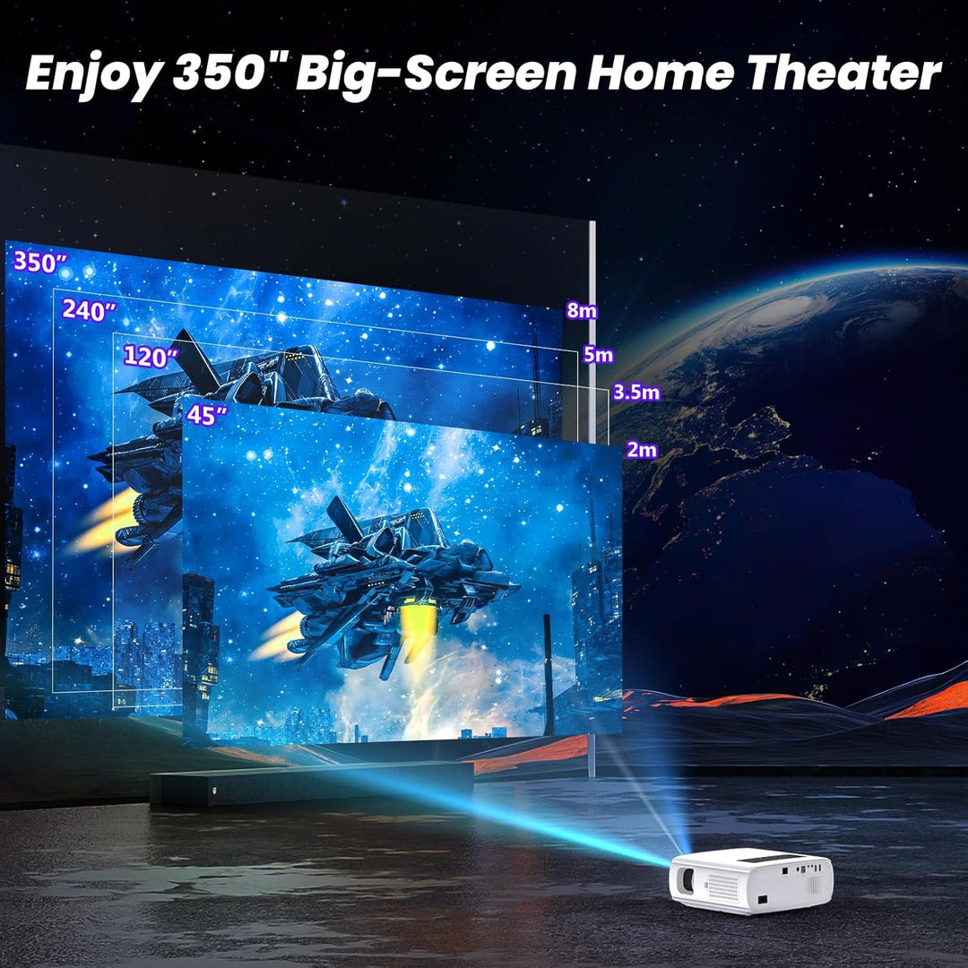 HOPVISION Beamer,4K Beamer 15000 Lux Native 1080P WiFi Beamer Full HD Heimkino Video Beamer 4K Bluet