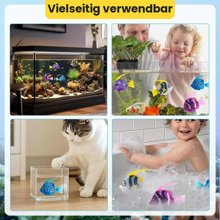 6 Stück Robo Fisch Katze Spielzeug, Elektronischer Haustier Fisch, RoboterFisch mit Leuchtende, Batt