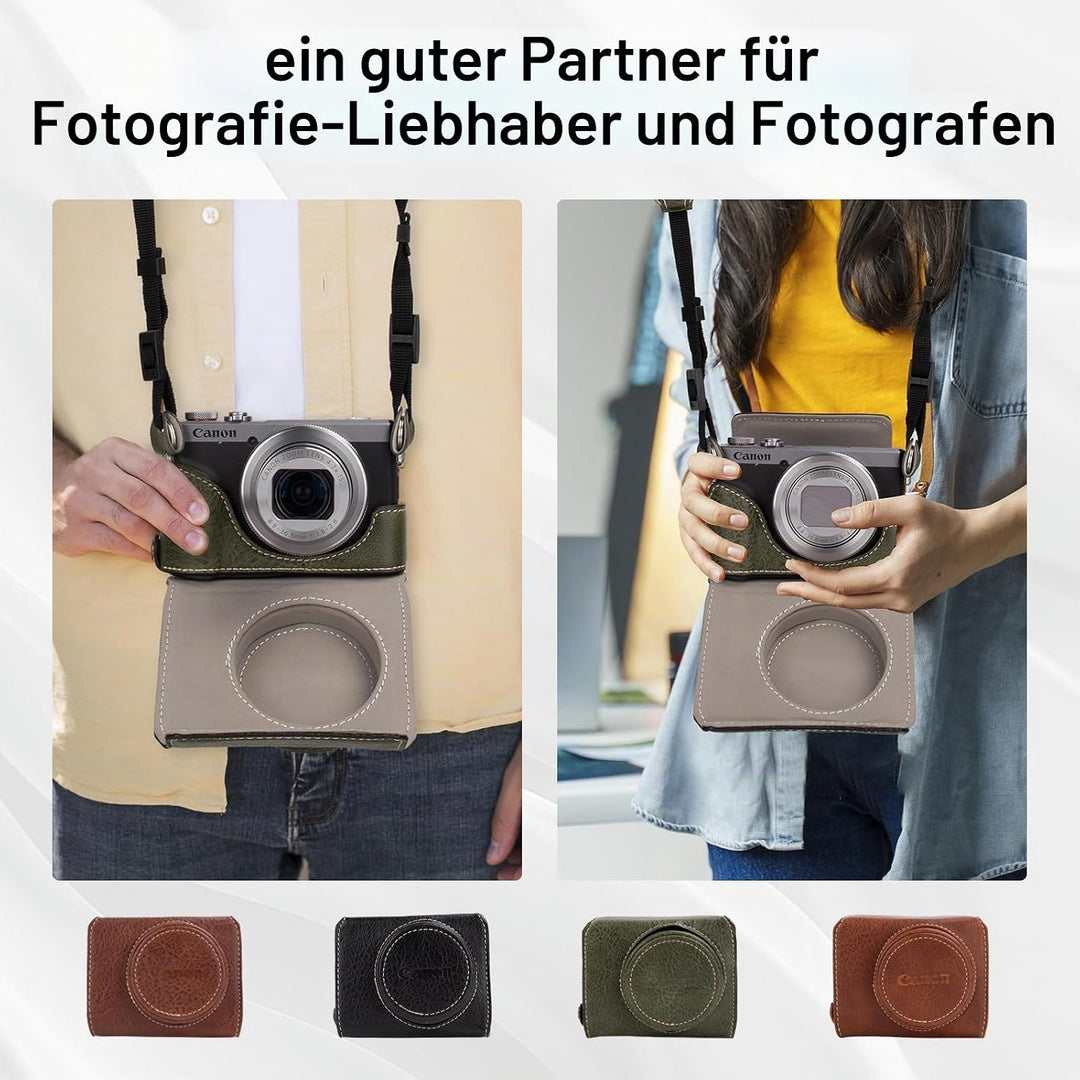 Rieibi G7X G7X II G7X III Hülle, Vintage Leder Kameratasche für Canon PowerShot G7 X/G7 X Mark II/G7