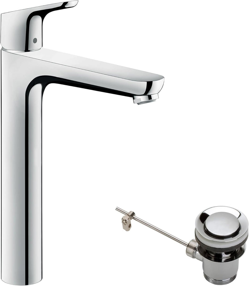 hansgrohe Wasserhahn Focus (Armatur mit Auslauf Höhe 230 mm und Zugstangen-Ablaufgarnitur) Chrom