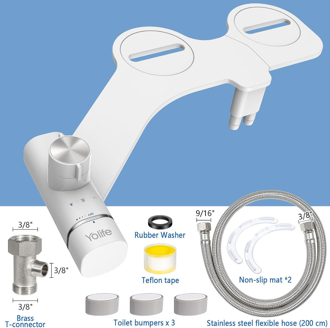 Yolife Bidet, Ultra-Slim Bidet-Aufsatz für Toilette mit Nicht Elektrischer Selbstreinigender Doppeld