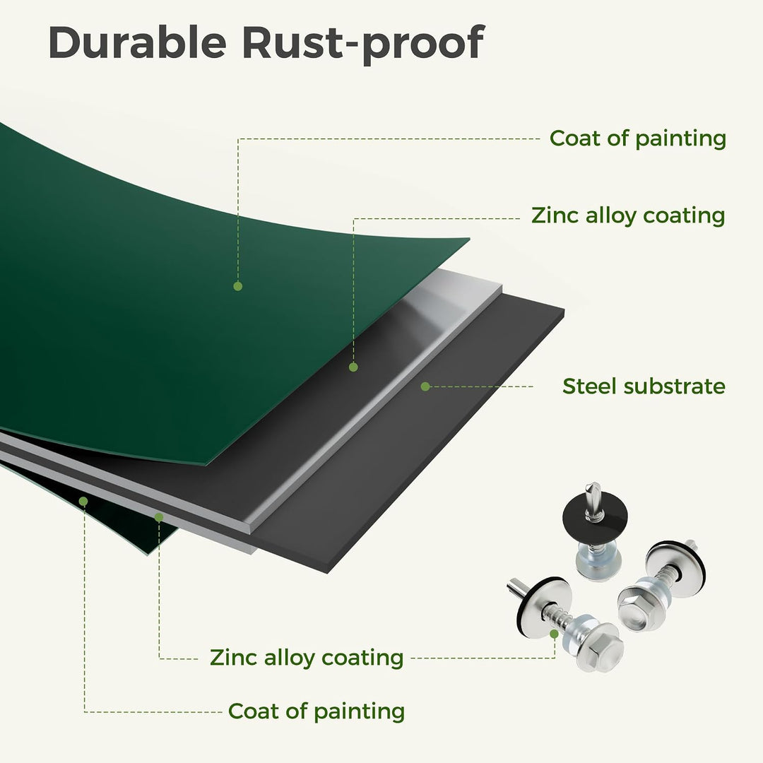 Mondeer 14x Trapezbleche, 105cm x 56cm = 8 m² Dachblech Metall, Dachplatten Verzinkter Stahl 0.25mm,