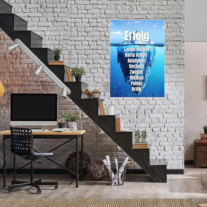 wandmotiv24 Poster als Wanddeko, Grösse Din A1, Erfolg Eisberg, Arktis, Arbeit, Moderne Wanddeko, Wa