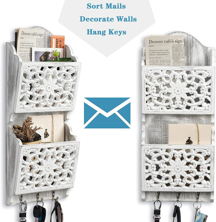 Rustikale Postsortierer und Schlüsselbrett, Zeitschriftenhalter Shabby Chic Briefständer Schlüsselha