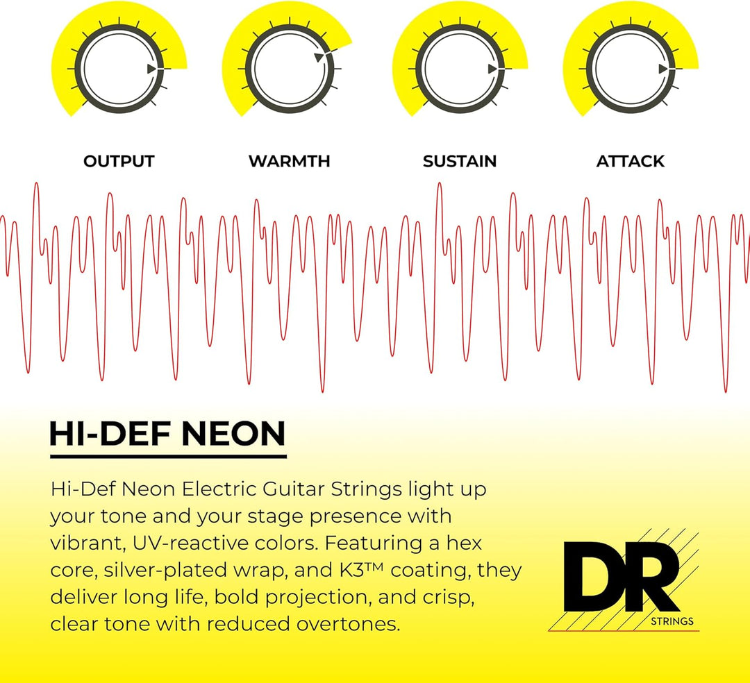 DR Strings Hi-Def Neon Red Electric Heavy 11-50 rot, 11-50 rot
