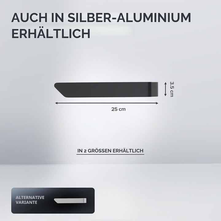 Handtuchhalter Kongsoya Schwarz aus gebürstetem Aluminium | zum Kleben | 20cm | modernes schlichtes