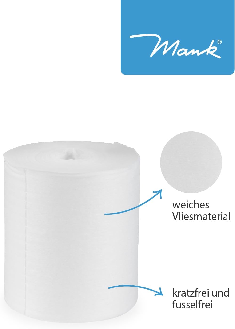 Reinigungstuch M-Wipes aus Spunlace ca. 200 Abrisse Weiss Vliesrolle im Spendereimer Wischtuch Reini