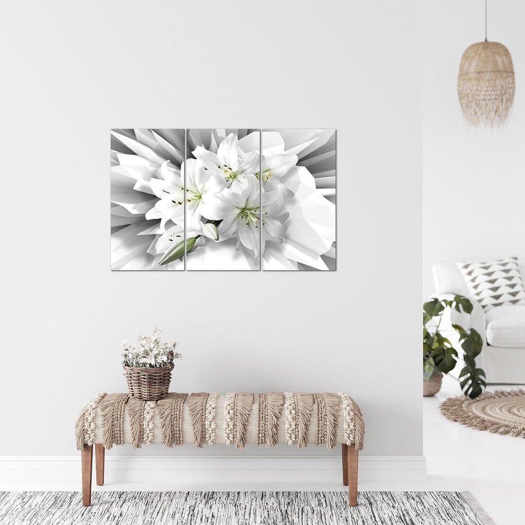 Runa Art Wandbilder Blumen Lilien Bild XXL Wohnzimmer Schlafzimmer Grau Grün Abstrakt 120 x 80 cm 3