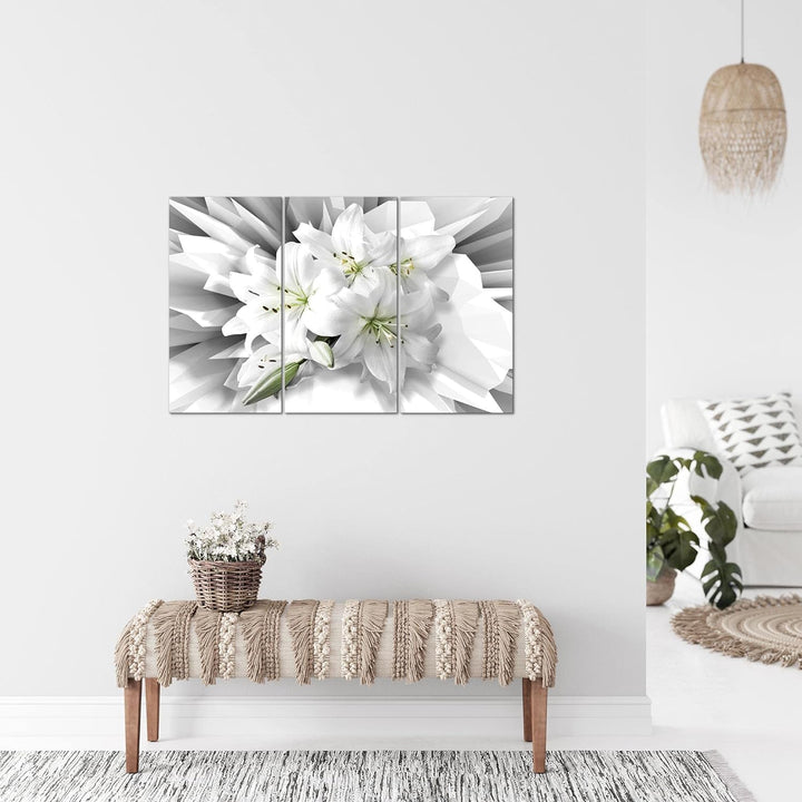 Runa Art Wandbilder Blumen Lilien Bild XXL Wohnzimmer Schlafzimmer Grau Grün Abstrakt 120 x 80 cm 3