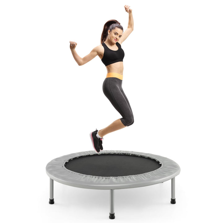 COSTWAY φ97cm Mini Trampolin, Fitness Trampolin faltbar, Kindertrampolin bis 150kg belastbar, Trampo