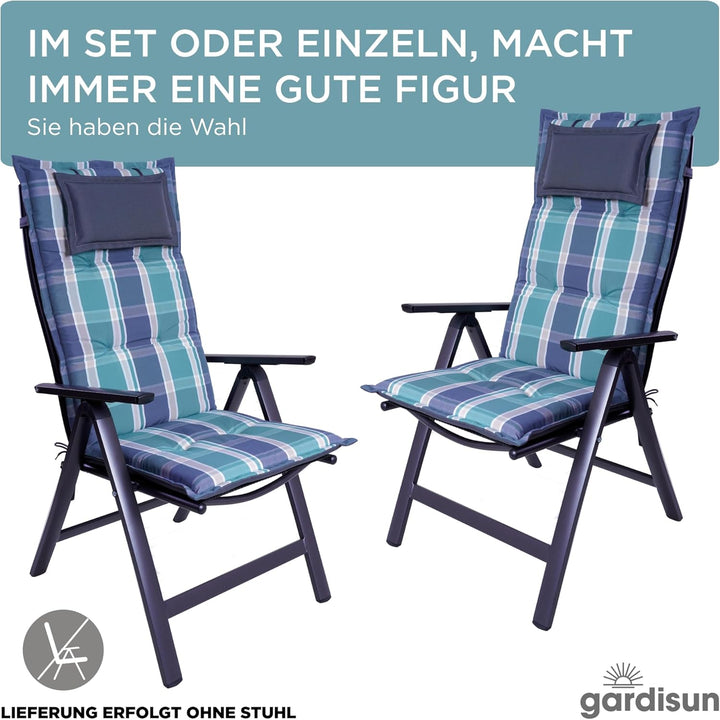 gardisun Gartenstuhlauflagen Hochlehner mit Kopfteil I Extra Dicke Sitzauflagen I Made in Europe I P