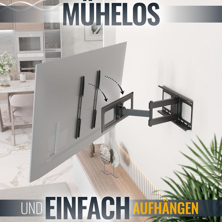 RICOO TV Wandhalterung Fernseher Schwenkbar Neigbar für 32-55 Zoll, Universal TV Halterung S3744, Fe